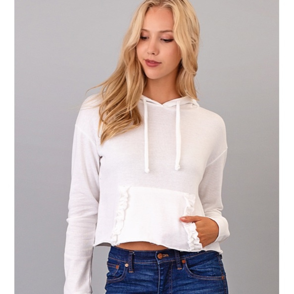 Cute ruffle cropped hoodie
